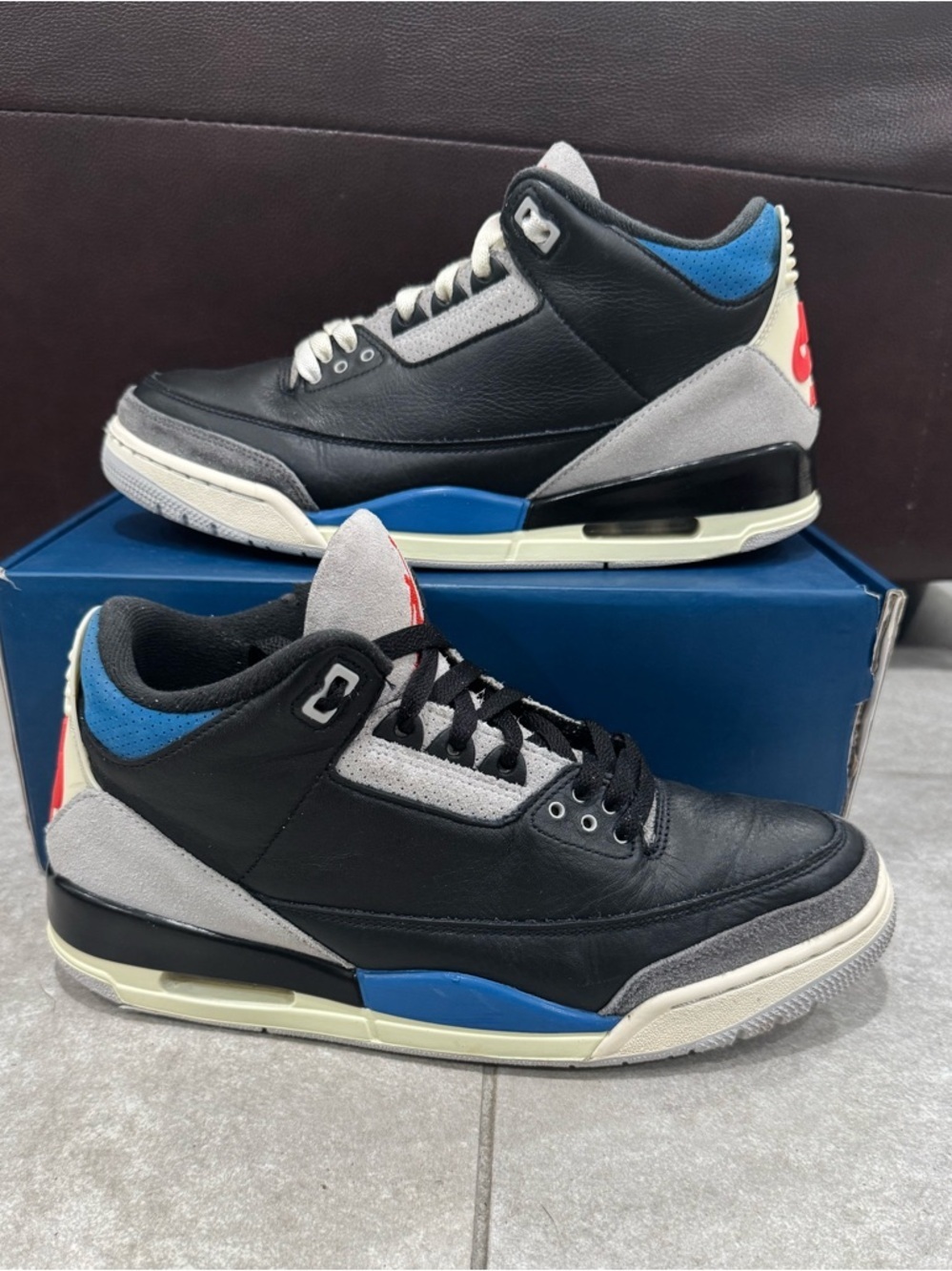Size 10-Nike Air Jordan 3 Retro OG Shoes Black Chile Red Gray IB8967-004